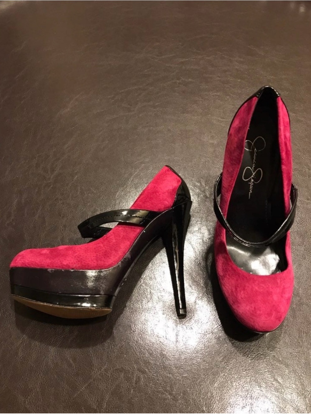 Jessica Simpson Fuchsia Suede Mary Jane Pumps